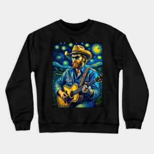 Hank Williams Jr in starry night Crewneck Sweatshirt